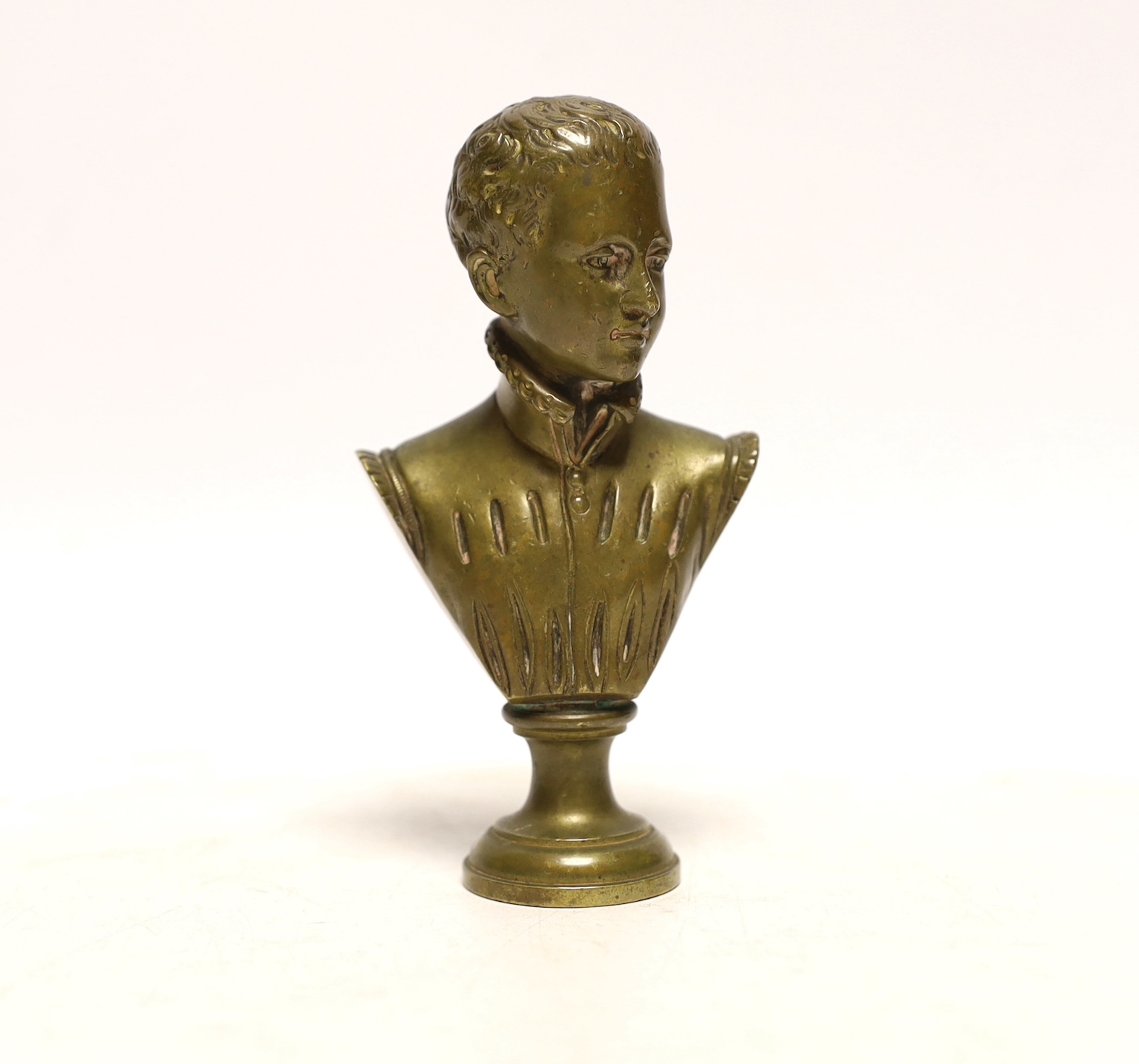 A bronze seal by Baron Bosio, circa 1824-25, cast as the bust of Henry IV as a child